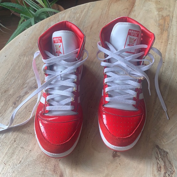 ADIDAS Top Ten RB Better Scarlet sneakers w/velour and patent leather - Size 9 - Picture 7 of 13